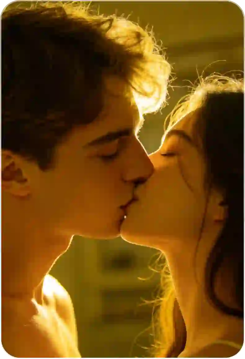 AI kissing generator preview for adult romantic video concepts.