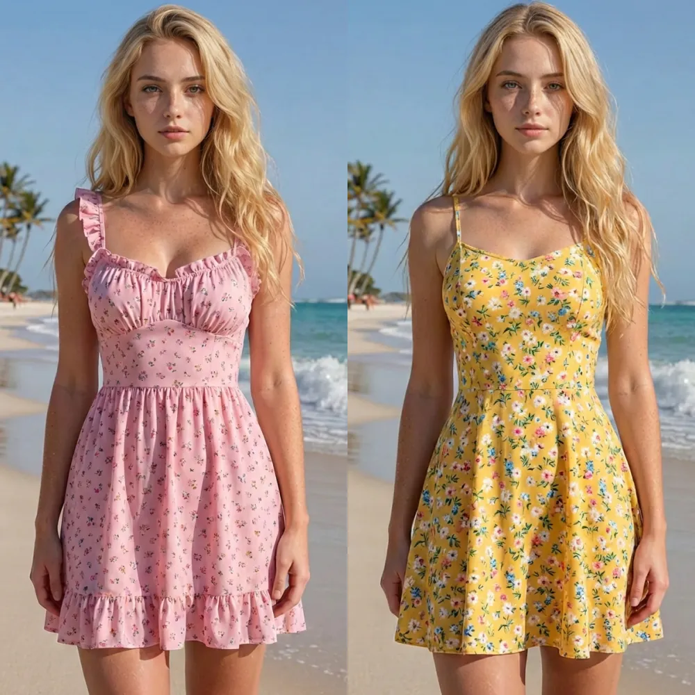 Bright outdoor fashion template for AI clothes remover style selection.